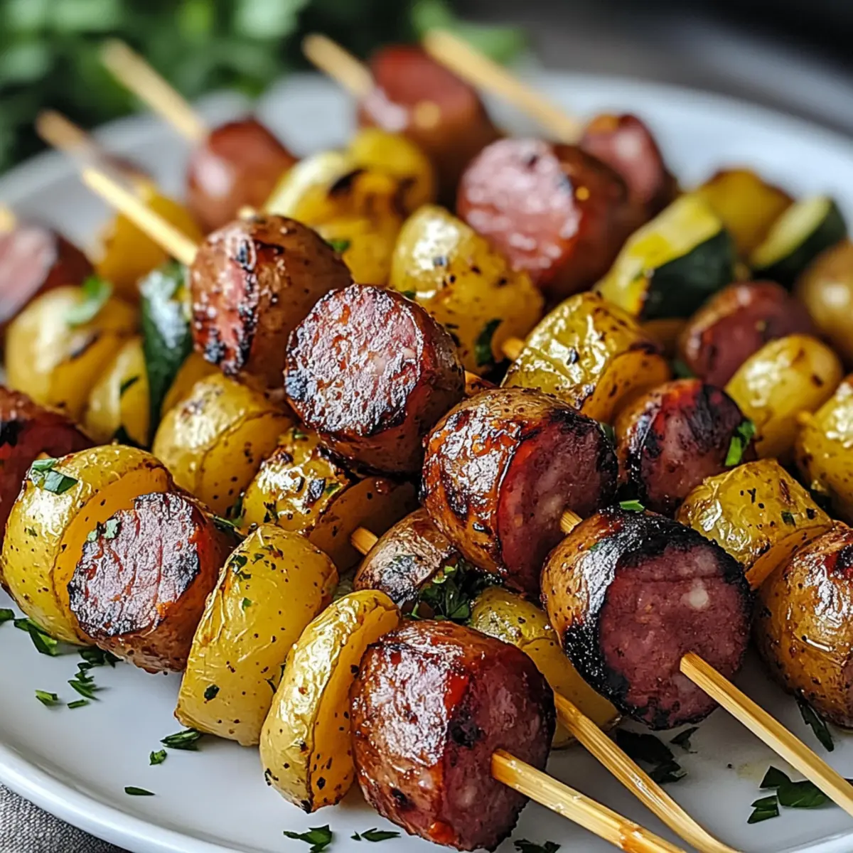 Cowboy Butter Kielbasa and Potato Skewers