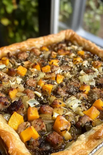 Leek, Sausage & Butternut Squash Tart