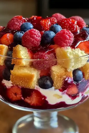 Red White and Blue Berry Trifle