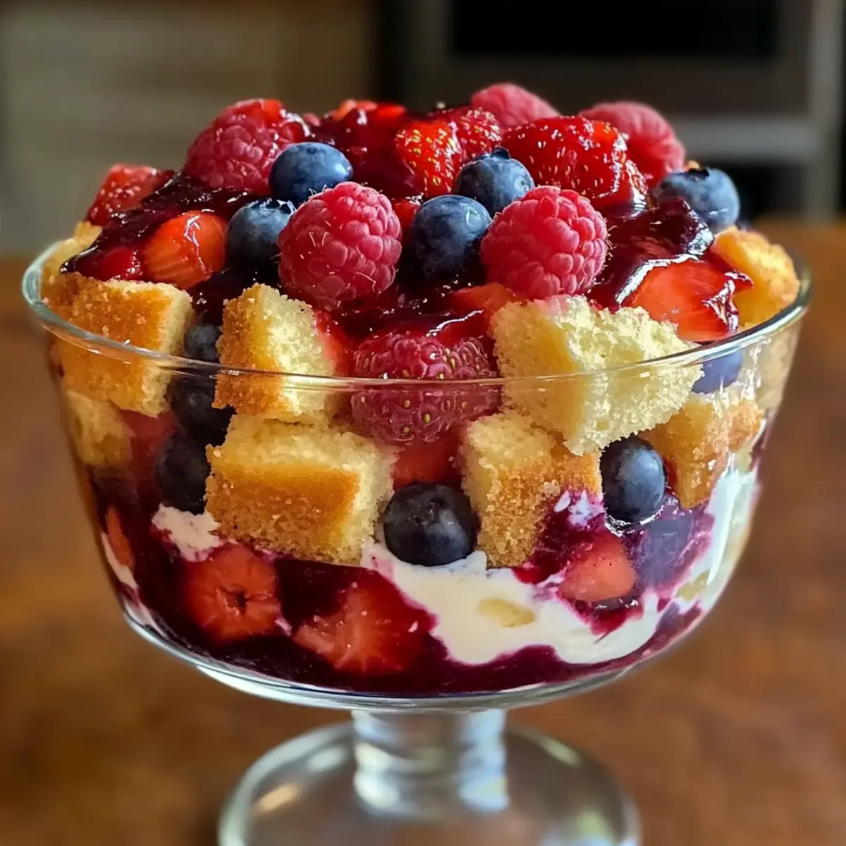 Red White and Blue Berry Trifle