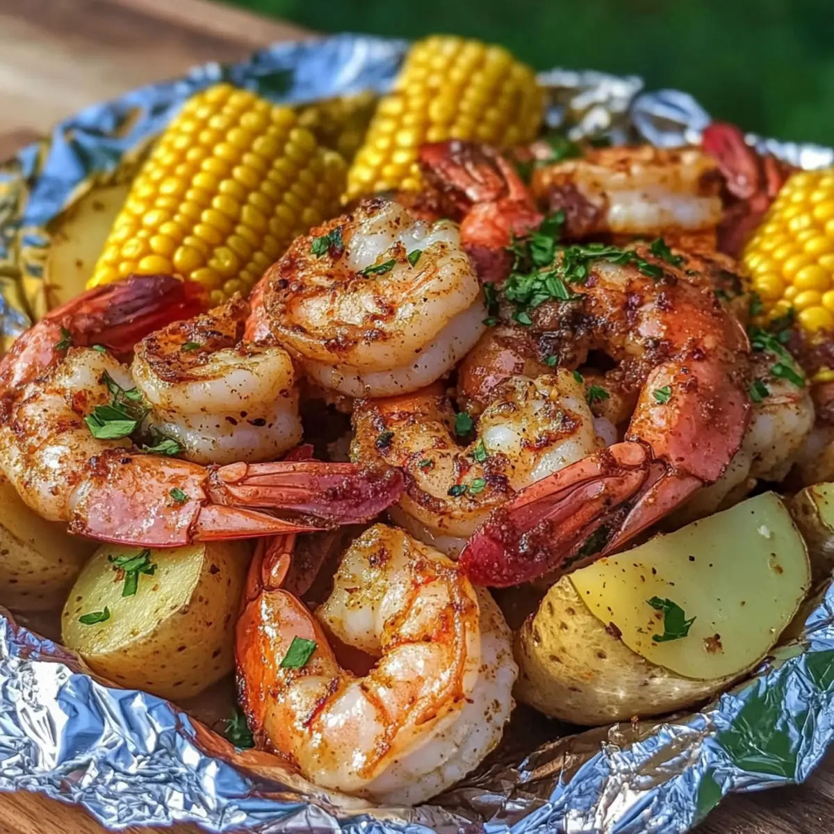 Grilled Cajun Shrimp Boil Foil Packets