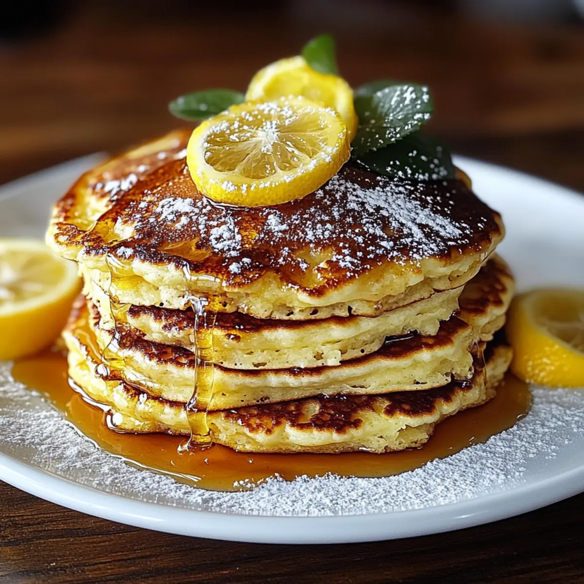 Lemon Ricotta Pancakes with Honey Drizzle