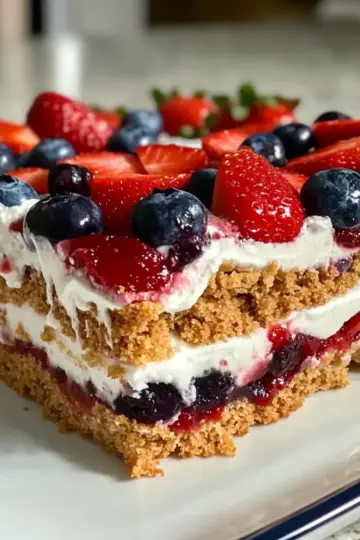 Red White and Blue Icebox Cake