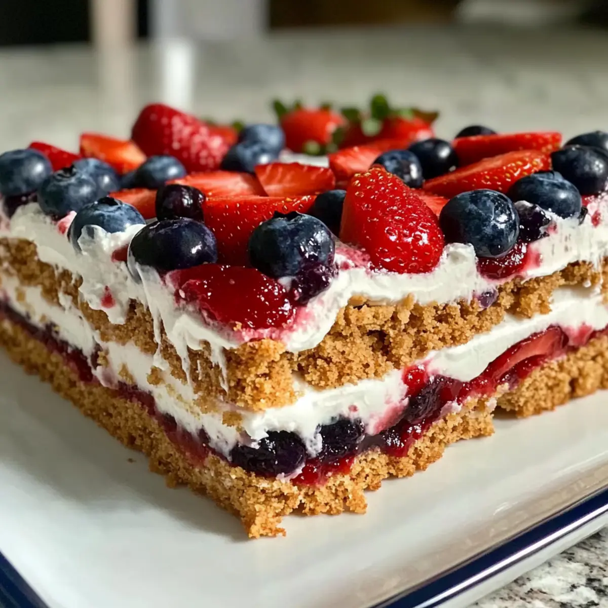 Red White and Blue Icebox Cake