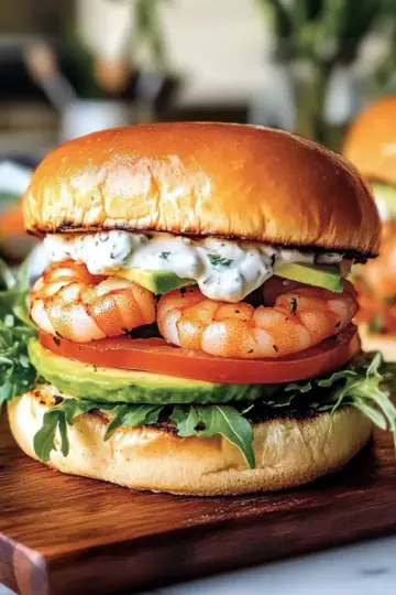 Homemade Grilled Shrimp Burger