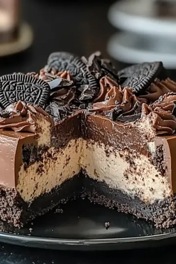 Triple Chocolate Cheesecake with Oreo Crust