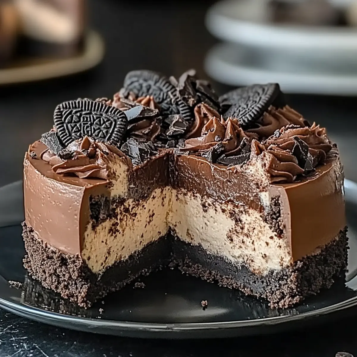 Triple Chocolate Cheesecake with Oreo Crust