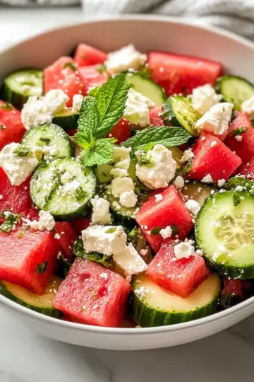 Watermelon Feta Cucumber Salad