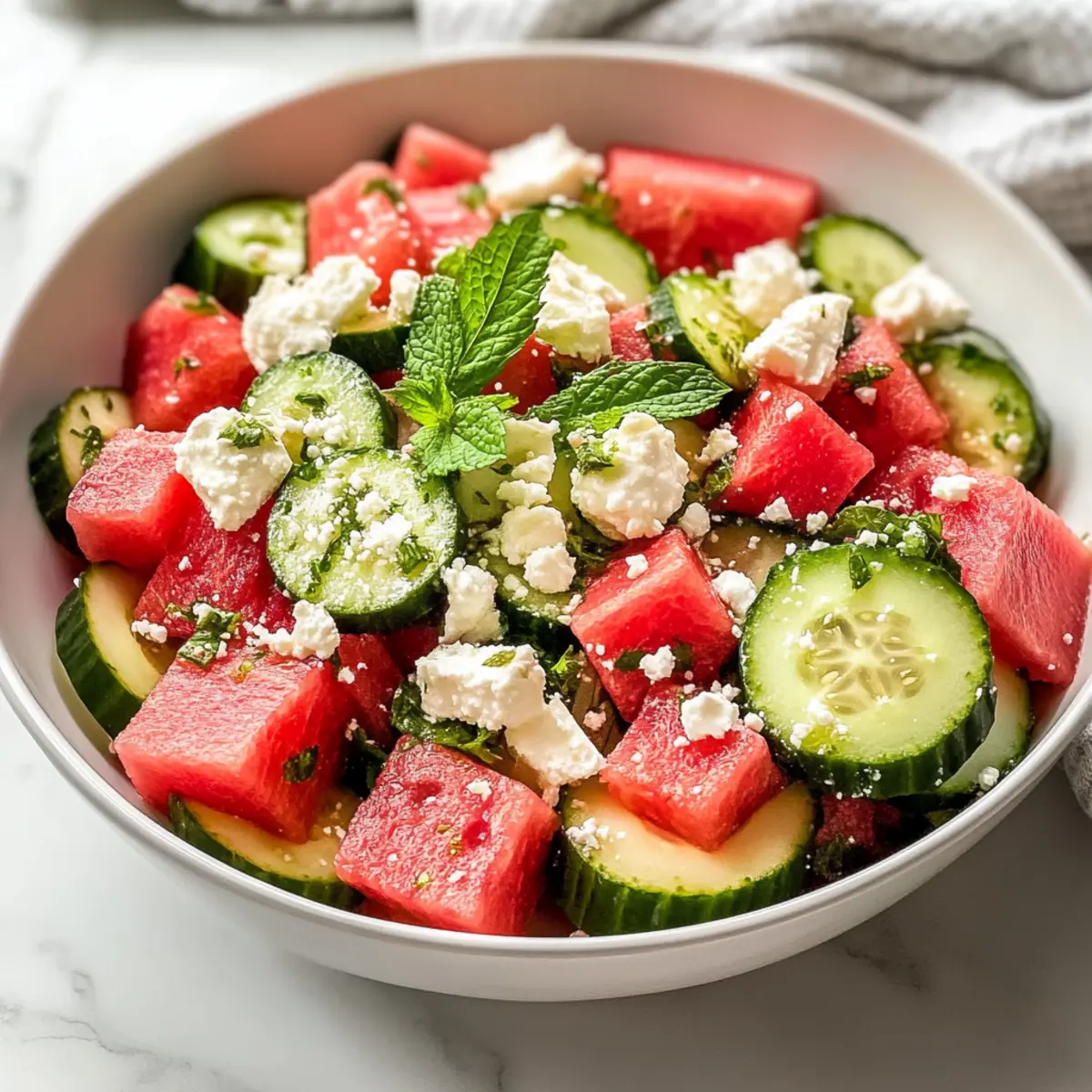 Watermelon Feta Cucumber Salad