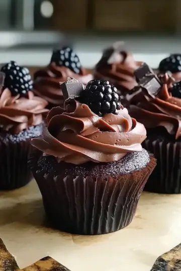 Dark Chocolate Blackberry Cupcakes