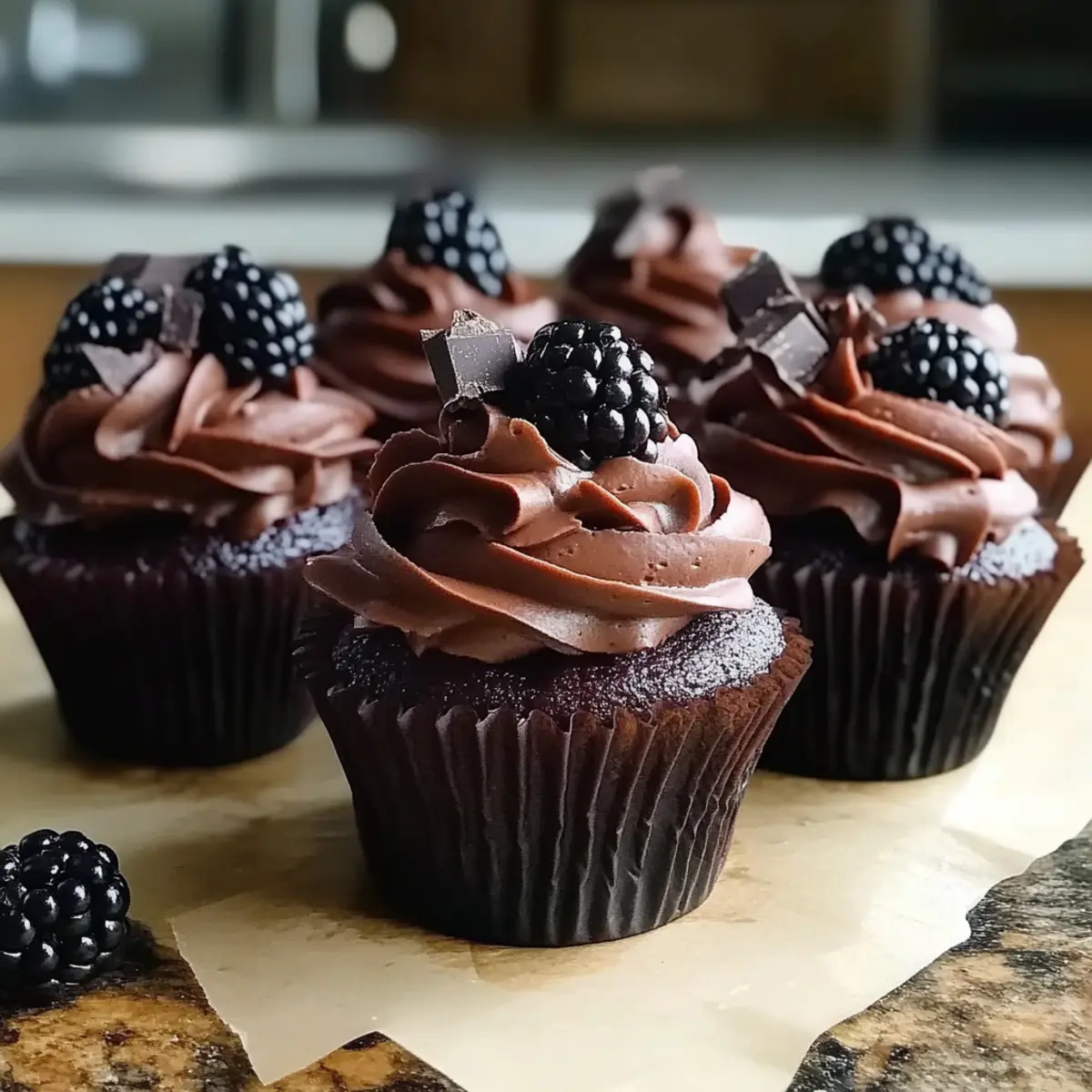 Dark Chocolate Blackberry Cupcakes