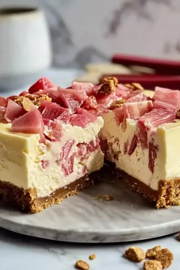 White Chocolate Rhubarb Cheesecake