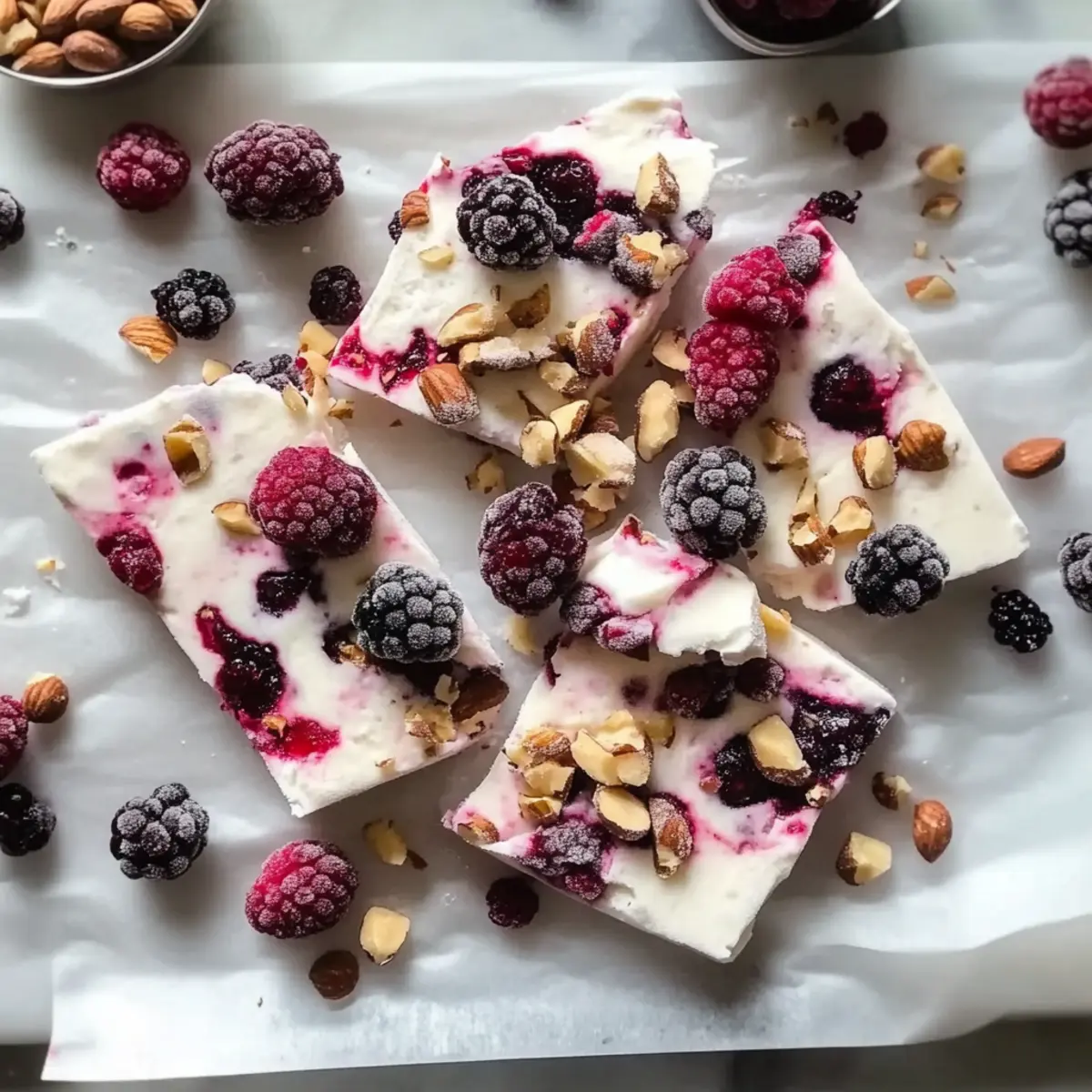 Frozen Greek Yogurt Bark with Berries and Nuts