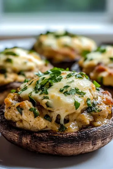 Chicken Mozzarella Stuffed Portobello Mushrooms