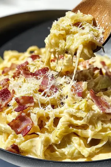 Cabbage Carbonara with Beef and Creamy Sauce