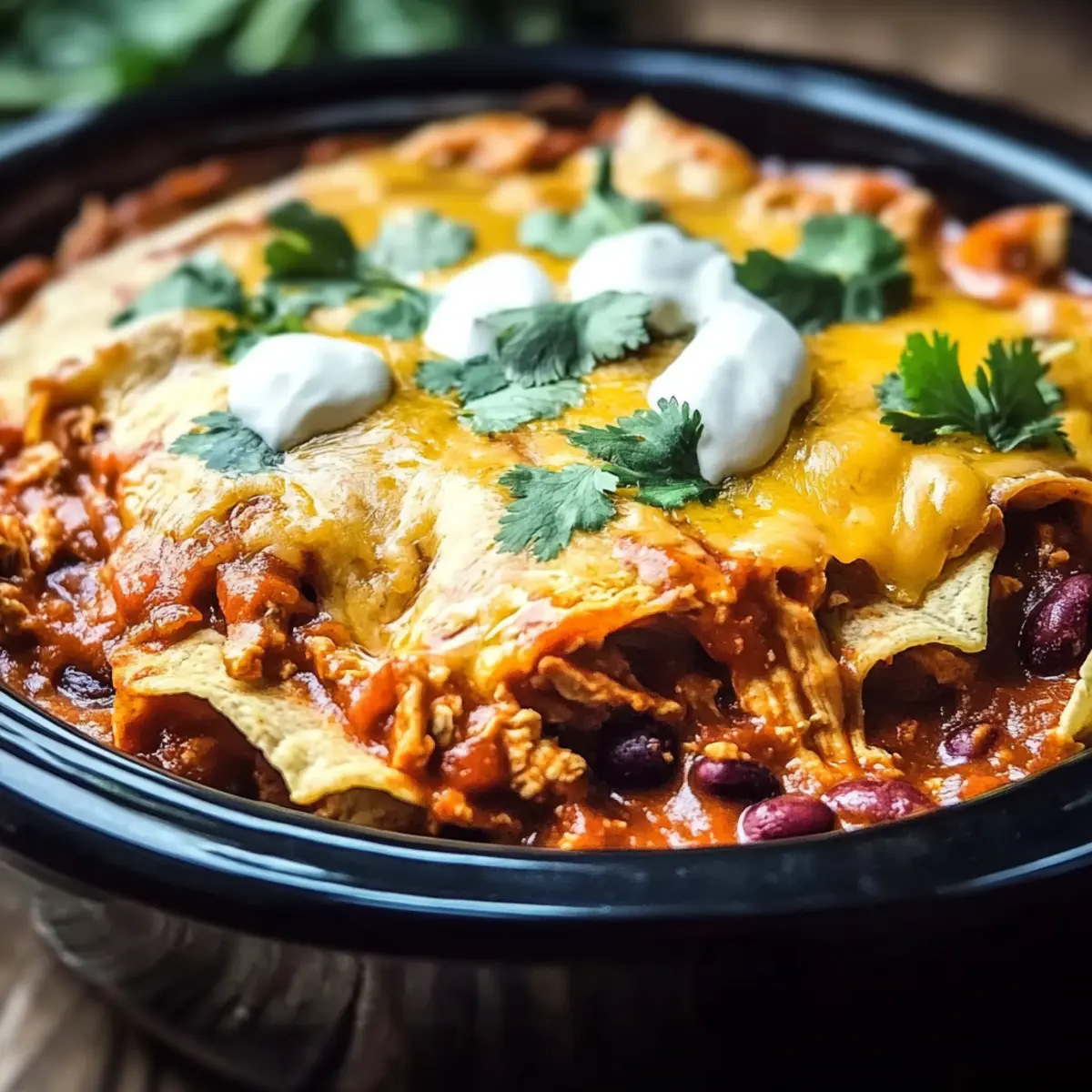 Crockpot Chicken Enchilada Casserole