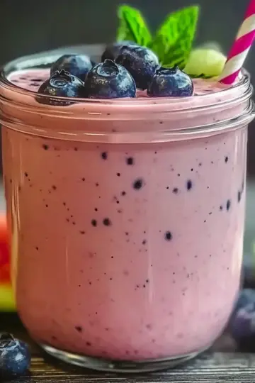 Refreshing Watermelon Blueberry Protein Smoothie