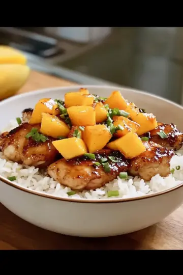 Sweet Spicy Chicken Mango Rice Bowl
