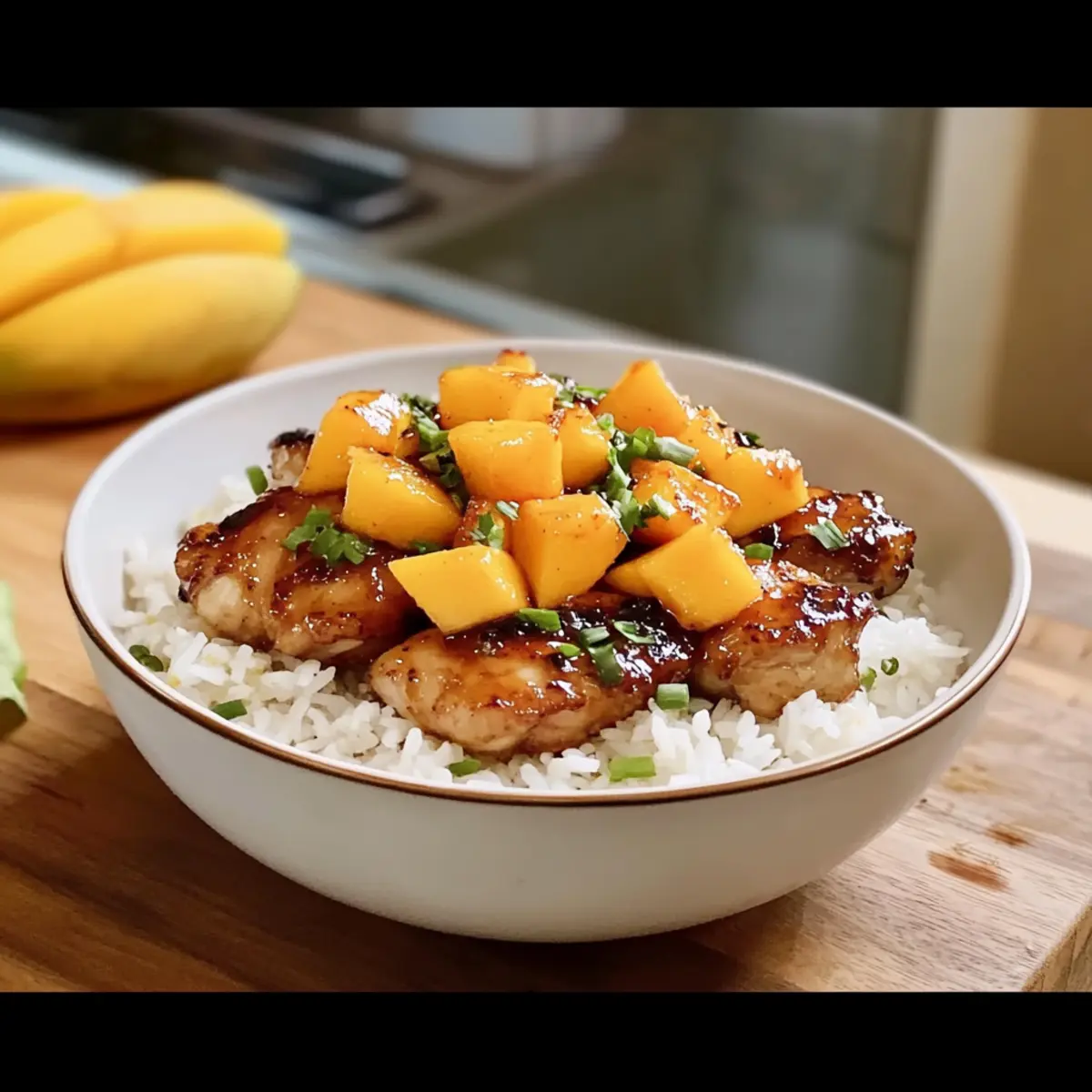 Sweet Spicy Chicken Mango Rice Bowl