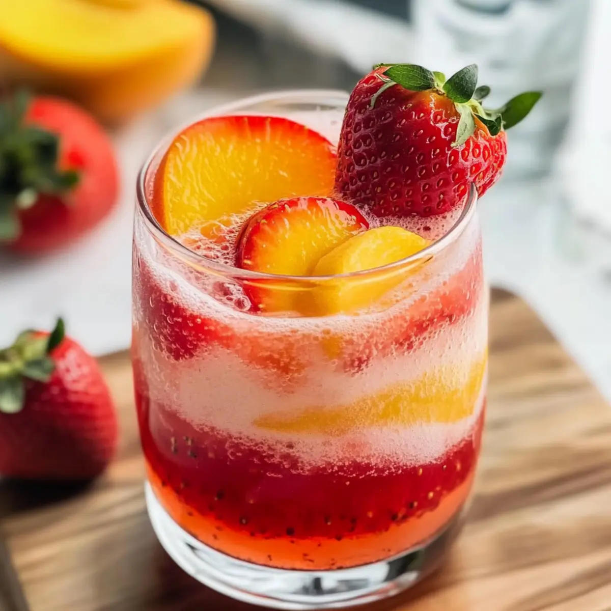 Strawberry Peach Soda with Fresh Puree