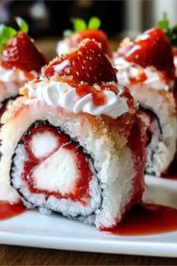 STRAWBERRY SHORTCAKE SUSHI ROLL
