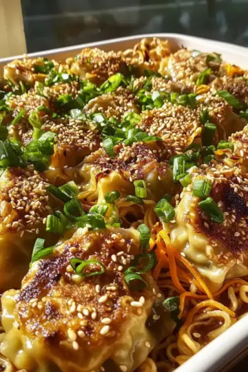 Ramen & Dumpling Bake with Sesame Sauce