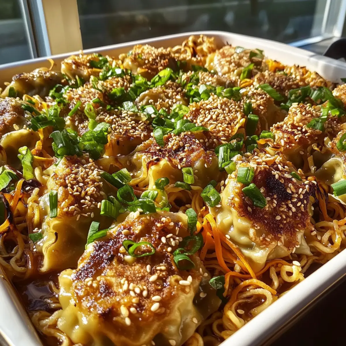 Ramen & Dumpling Bake with Sesame Sauce