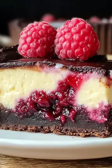 Raspberry Brownie Cheesecake