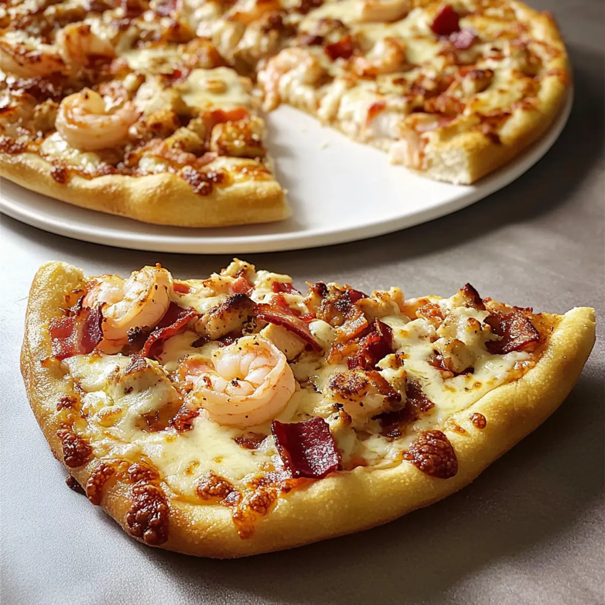 Seafood Pizza with a Pink Sauce