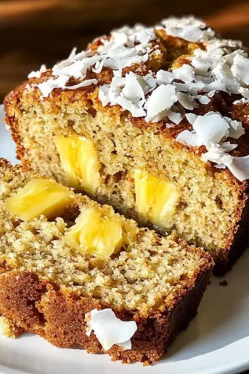 Tropical Hawaiian Banana Bread with Pineapple and Coconut
