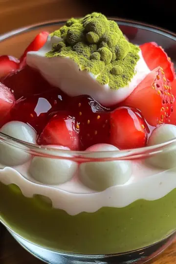Refreshing Strawberry Matcha Sago
