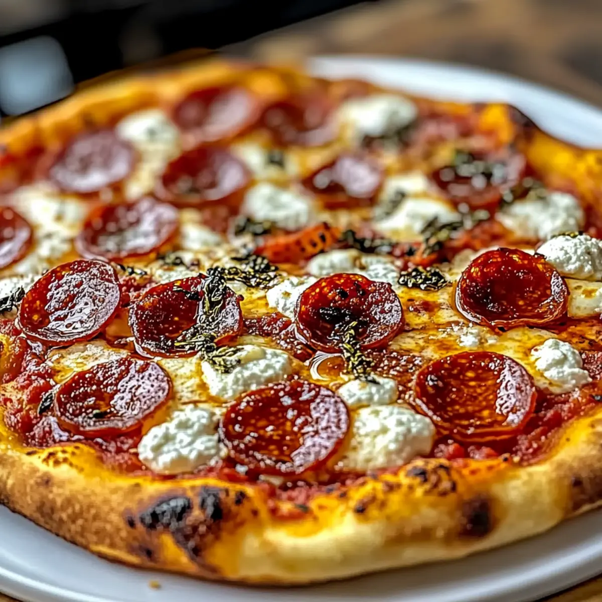 Hot Honey Pepperoni Ricotta Pizza