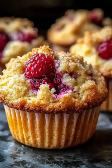 Fluffy Raspberry Muffins Streusel