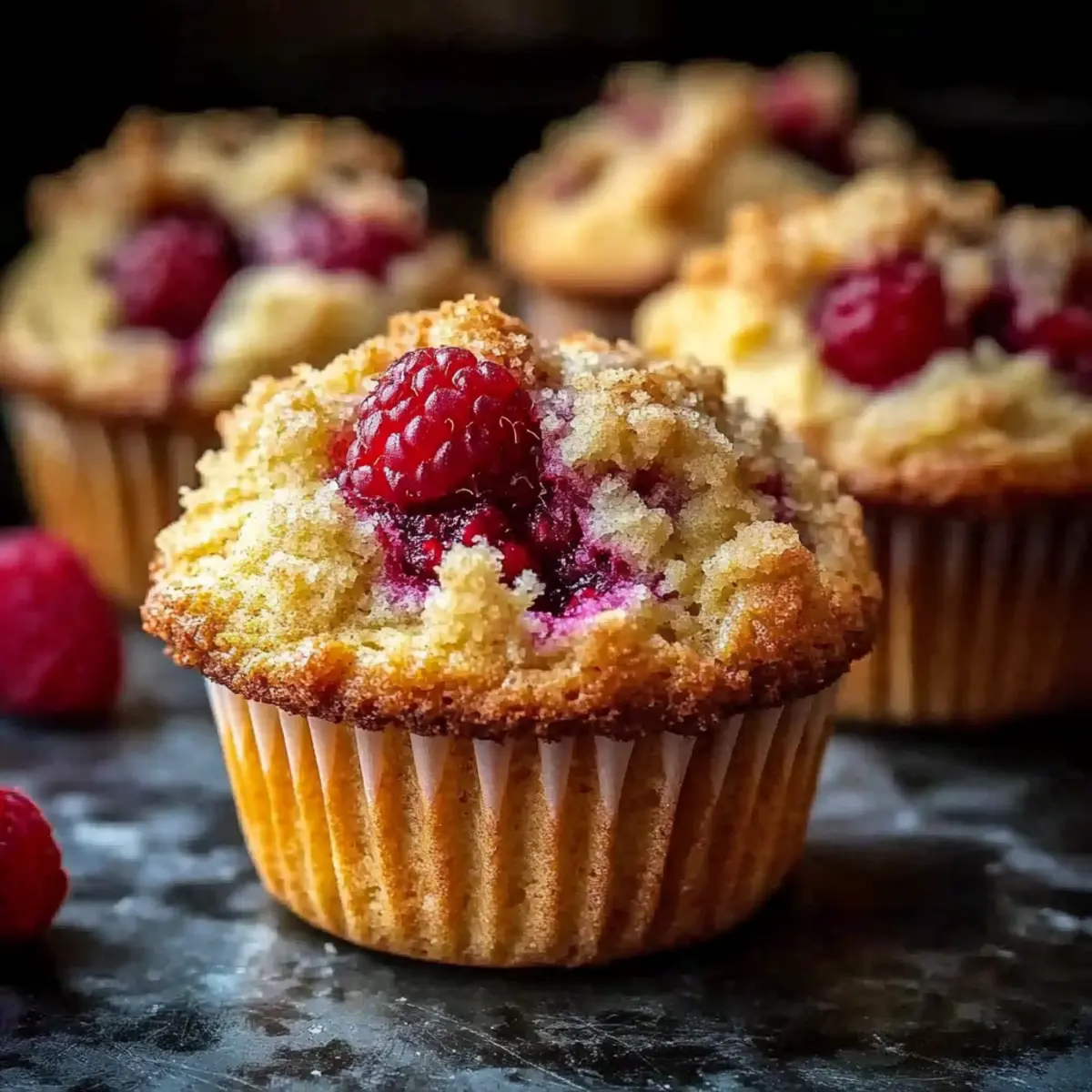 Fluffy Raspberry Muffins Streusel