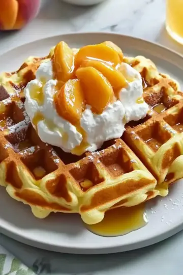 Fluffy Peach Waffles