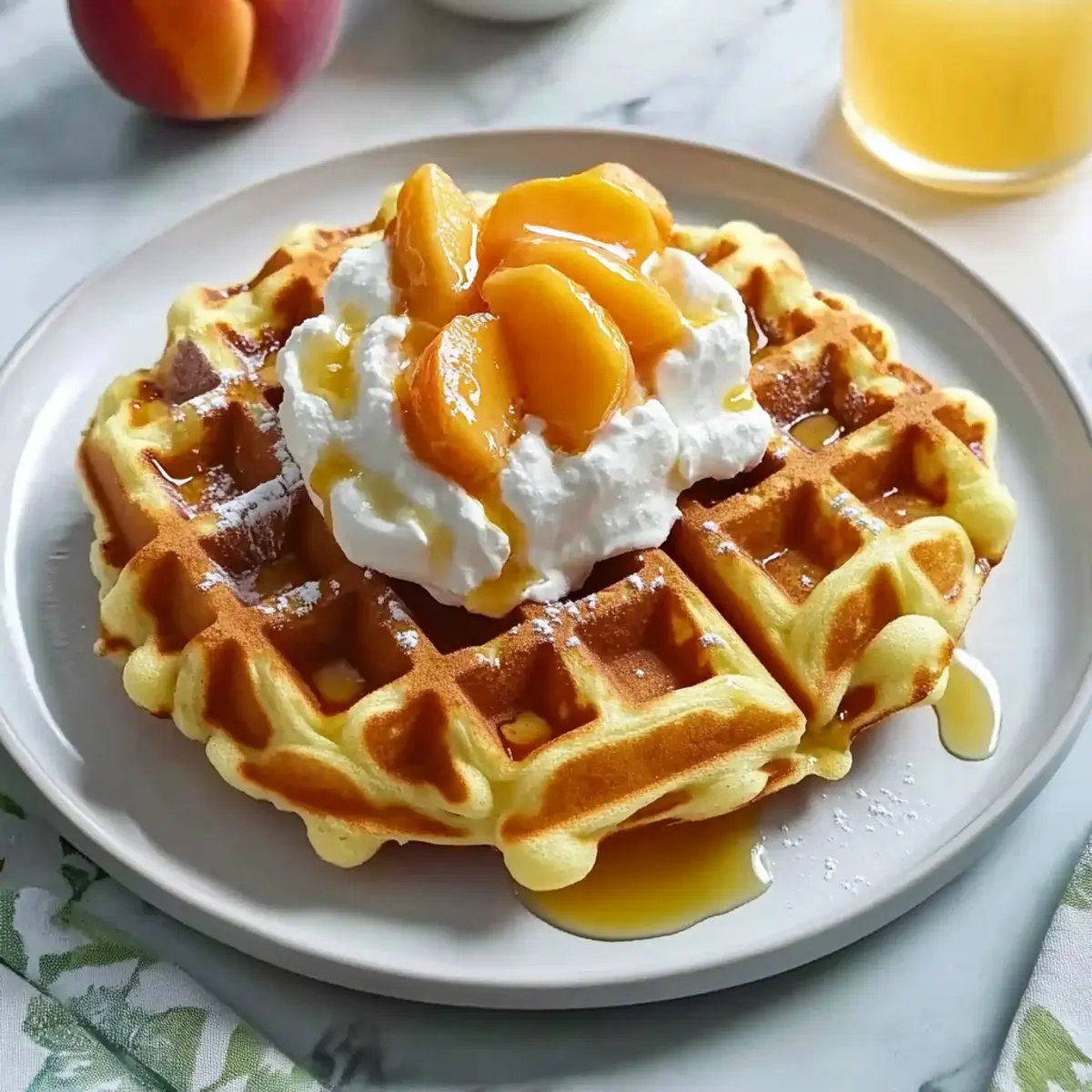 Fluffy Peach Waffles