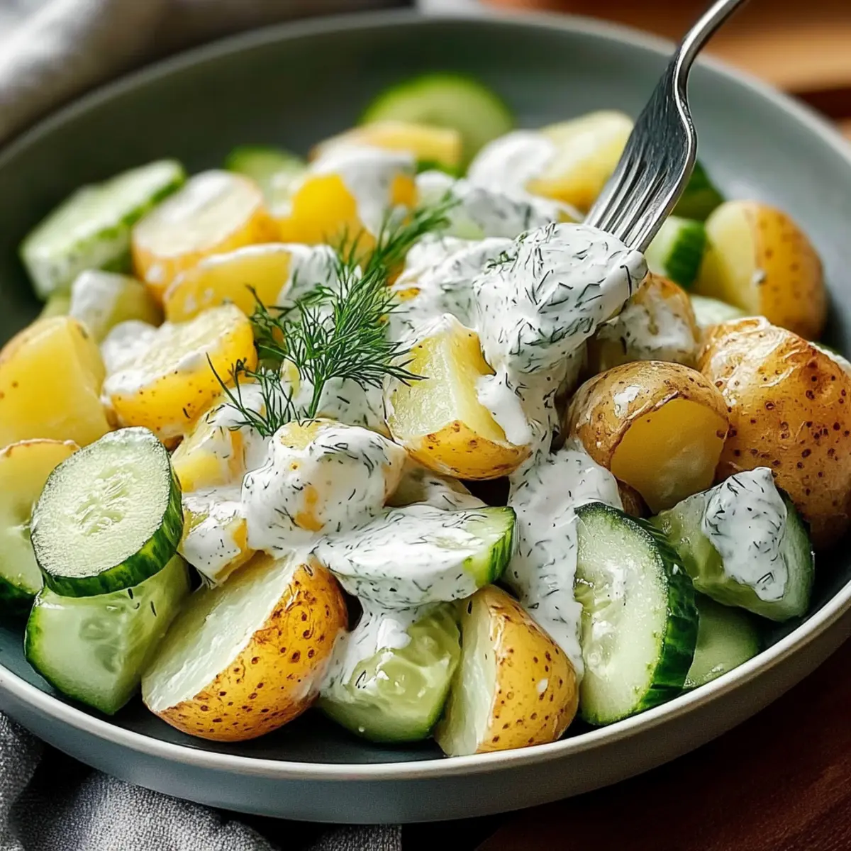 Potato and Cucumber Salad with Creamy Dill Dressing