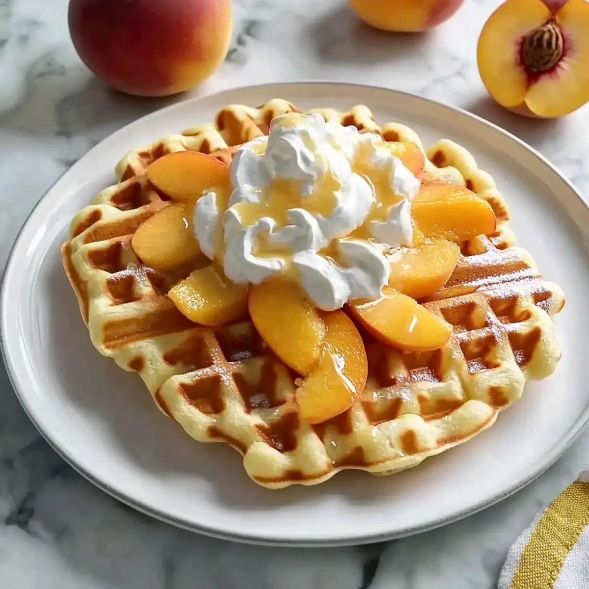 Fluffy Peach Waffles