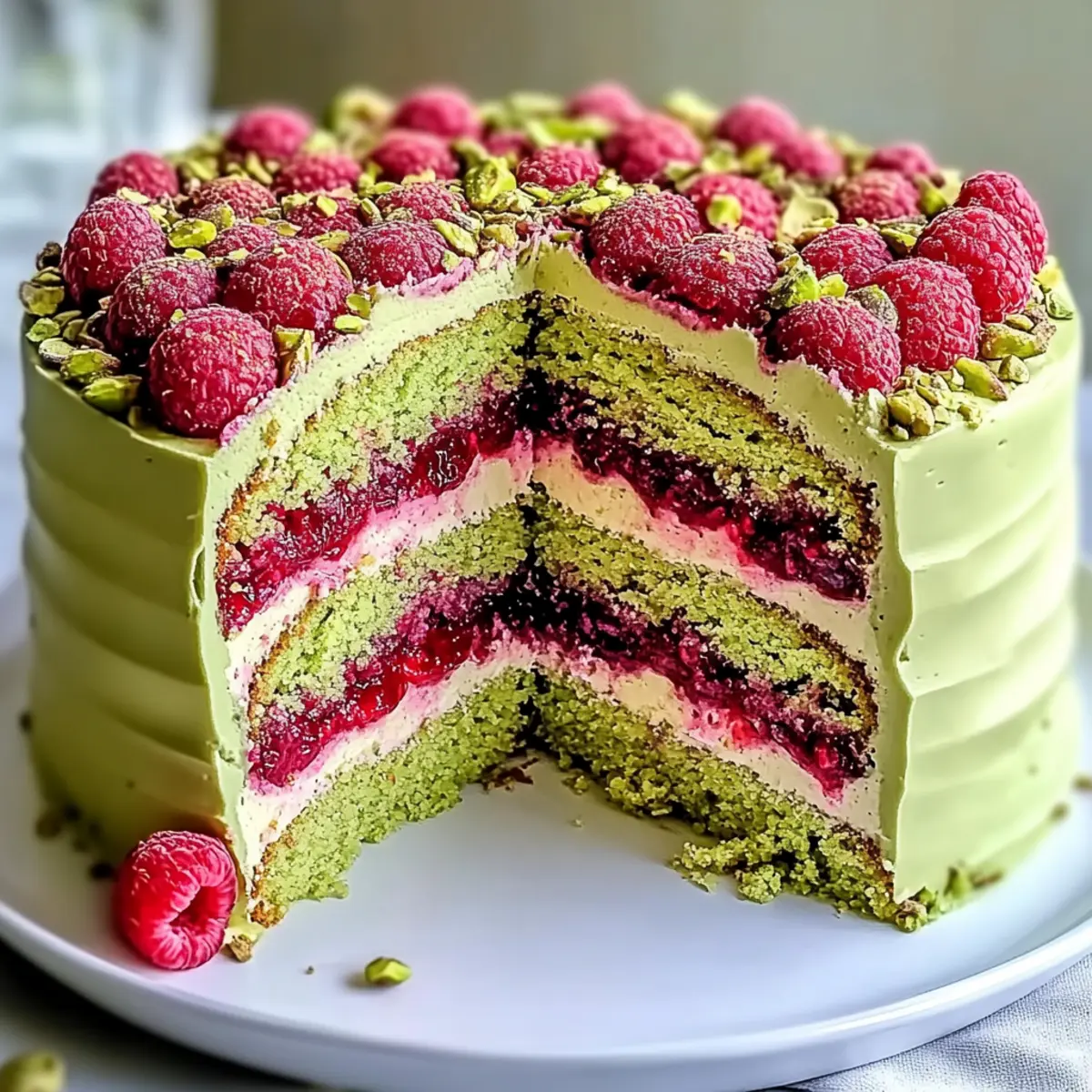 Pistachio Raspberry Cake Delight
