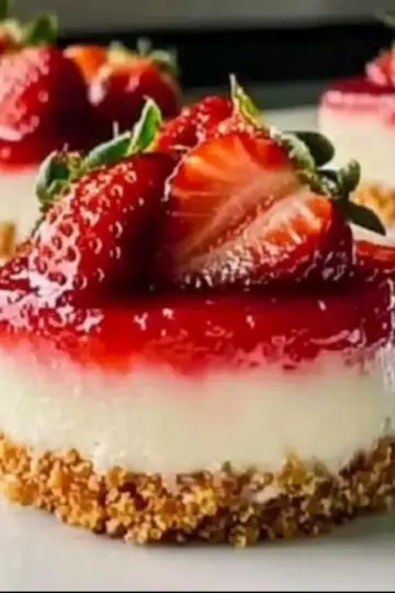 Mini Strawberry Cheesecake with Pretzel Salad