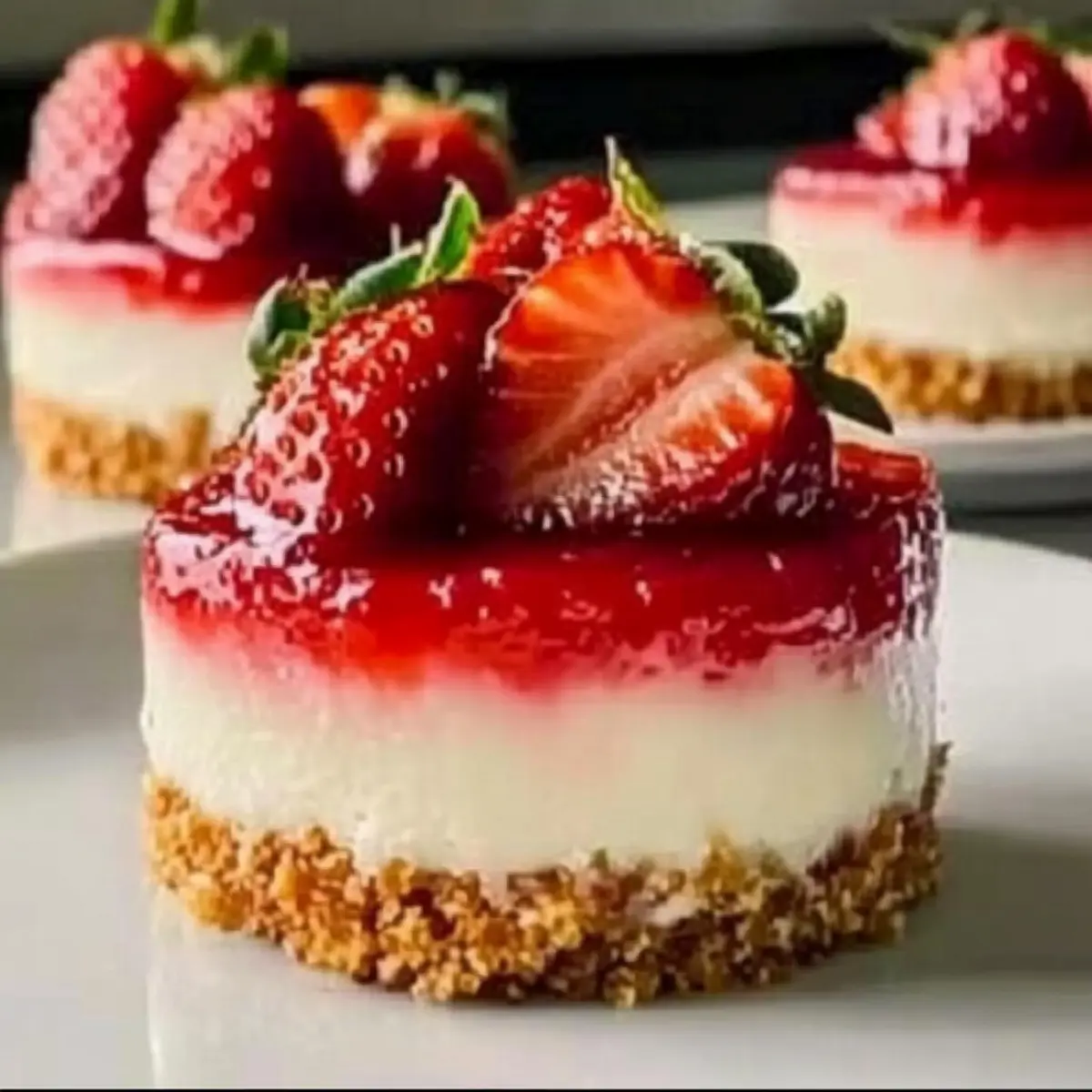 Mini Strawberry Cheesecake with Pretzel Salad