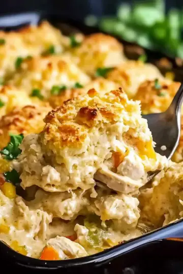 Creamy Cheddar Bay Biscuit Chicken Casserole