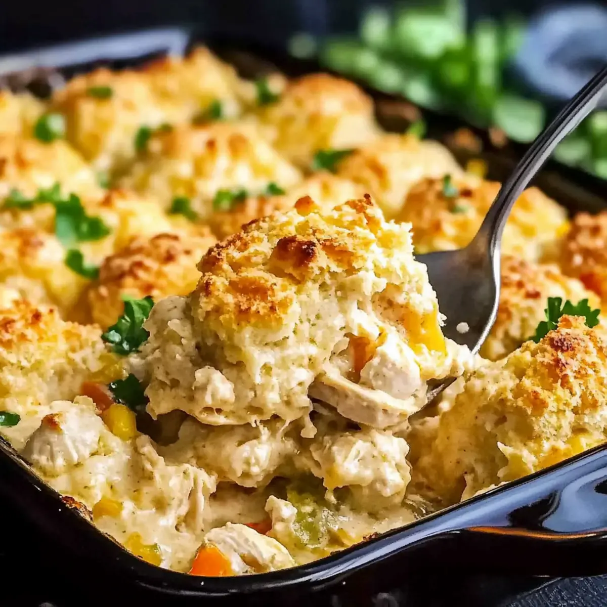 Creamy Cheddar Bay Biscuit Chicken Casserole