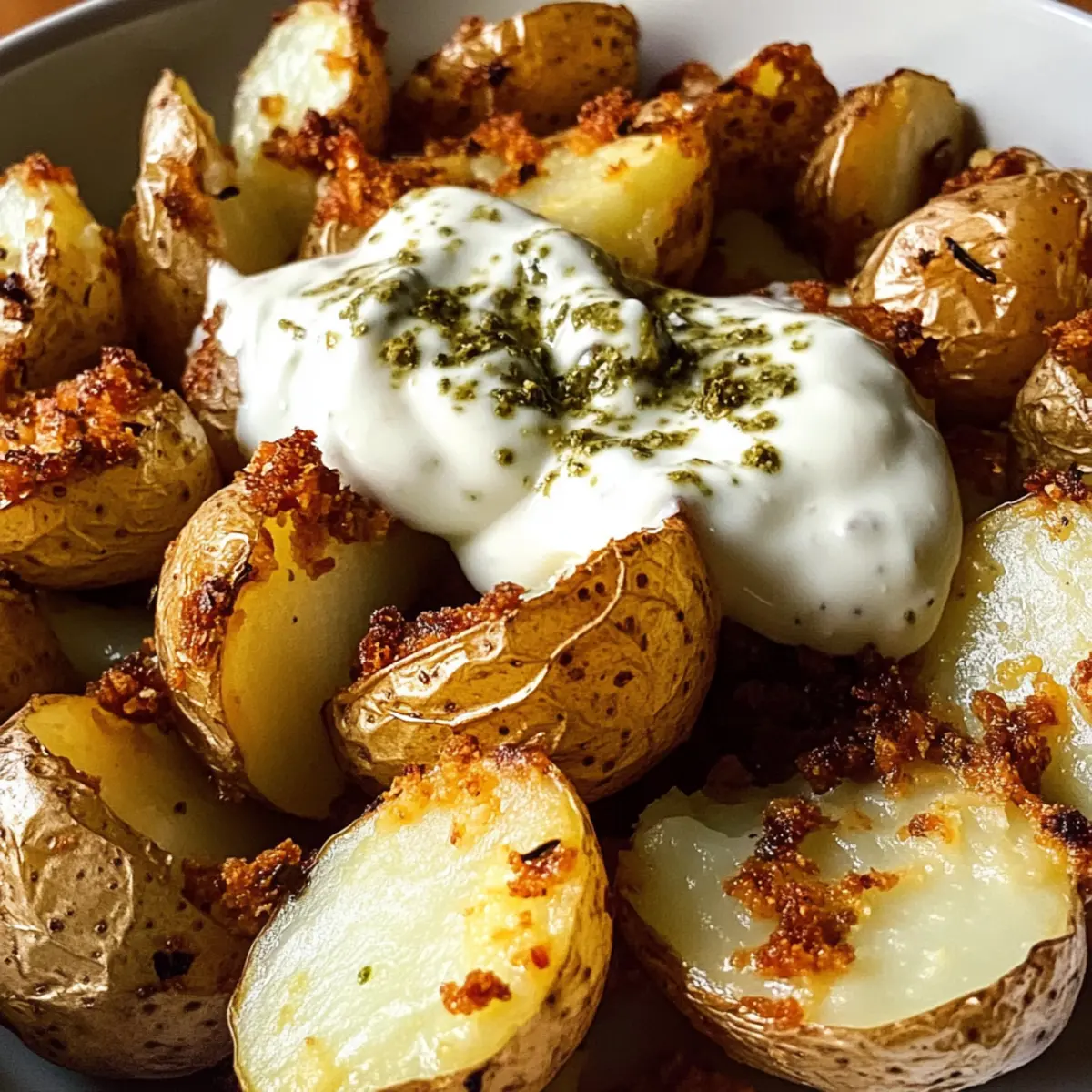 Crispy Za’atar Smashed Potatoes with Creamy Tahini Yogurt