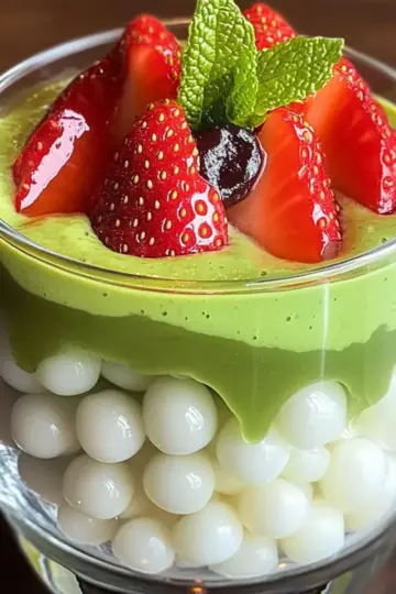 Strawberry Matcha Sago Dessert