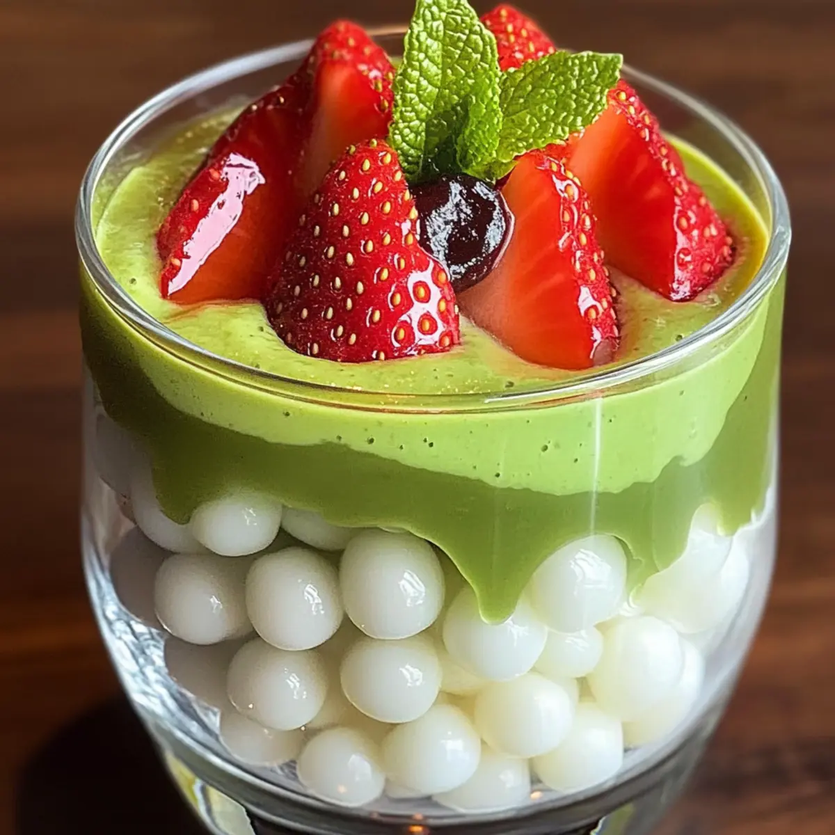 Strawberry Matcha Sago Dessert