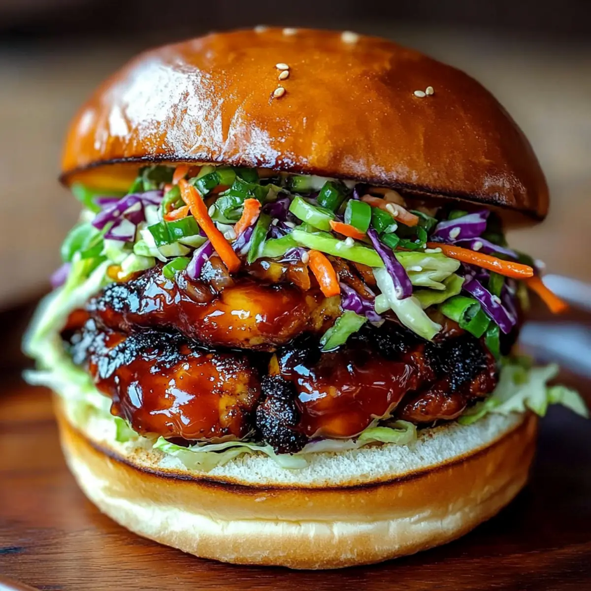 Korean BBQ Chicken Sandwich with Cabbage Slaw