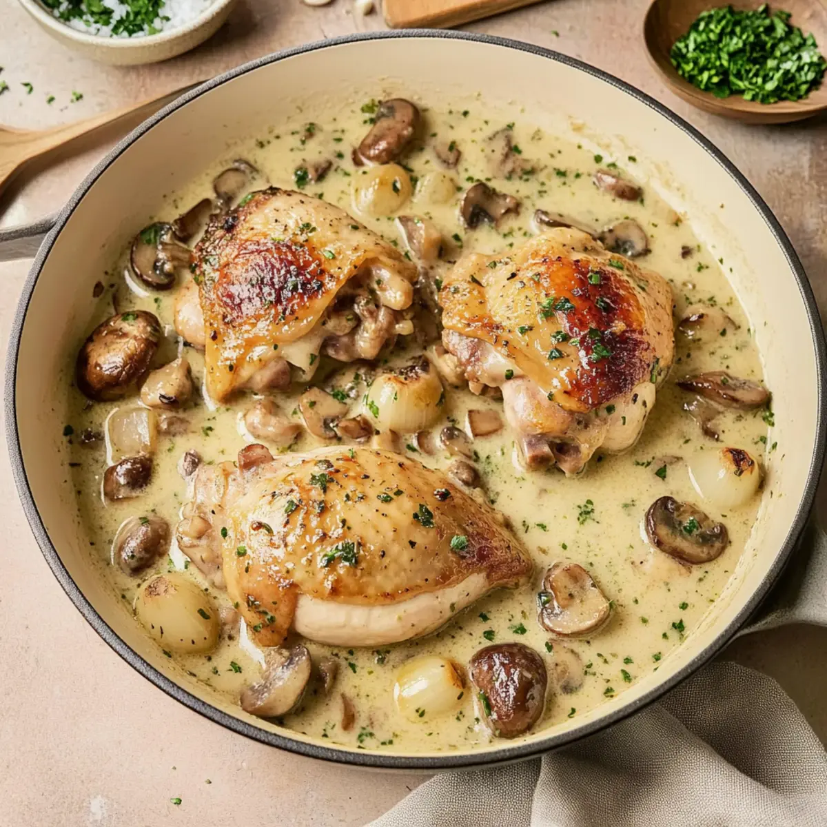 Braised Chicken Fricassé in White Wine Sauce