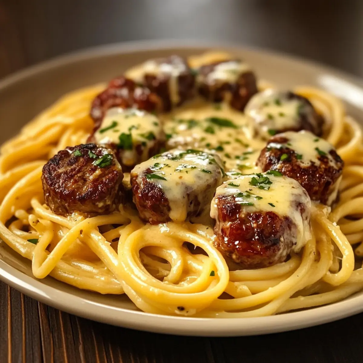 Garlic Butter Steak Bites with Pasta & Parmesan Cream