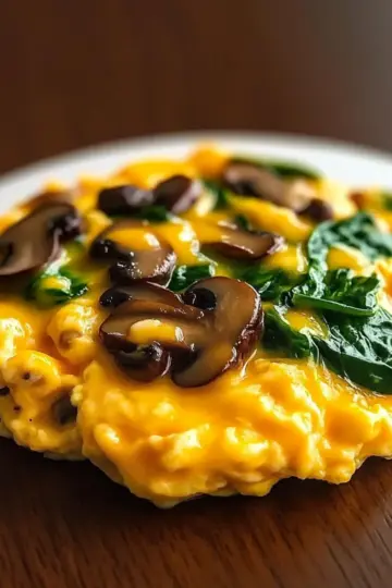 10-Minute Mushroom Spinach Scrambled Eggs